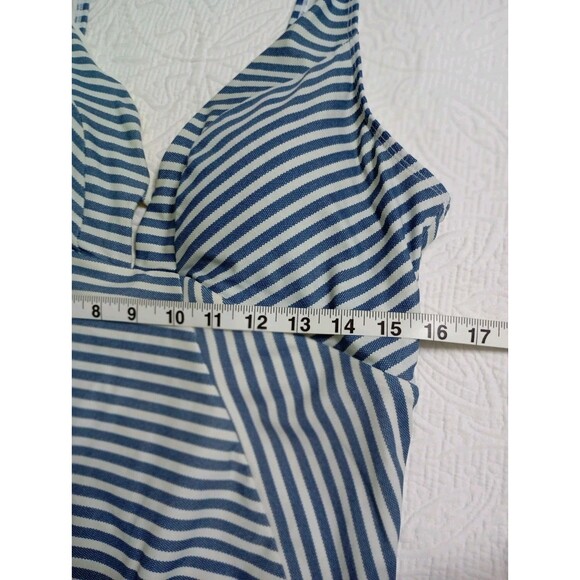 Swimsuit One Piece Size 1X Striped V-Neck White Women's By Time And Tru Blue - Picture 8 of 9